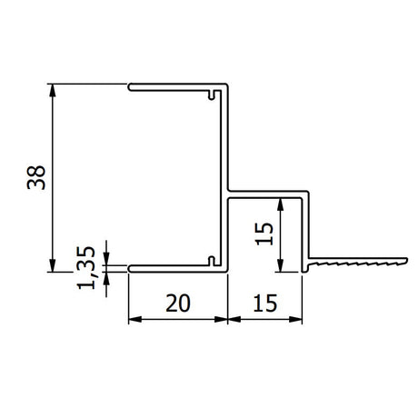 15mm Plasterboard to Metal Tile Junction Trim - RAL9010 (White) - 3m Length