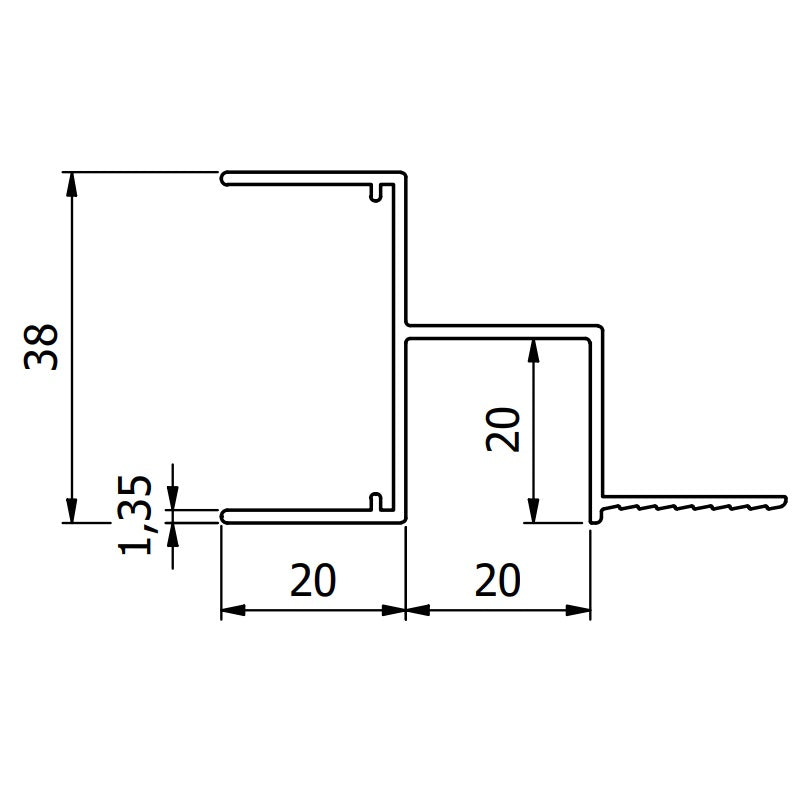 20mm Plasterboard to Metal Tile Junction Trim - RAL9010 (White) - 3m Length