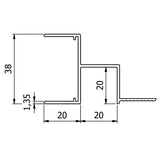 20mm Plasterboard to Metal Tile Junction Trim - RAL9010 (White) - 3m Length