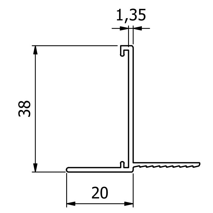 Plasterboard to Tile Junction Trim (Type JTA)