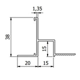 15mm Plasterboard to Tile Junction Trim - RAL9010 (White) - 3m Length