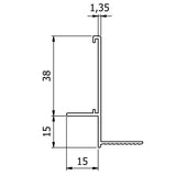 15mm Stepped Plasterboard to Tile Trim - RAL9010 (White) - 3m Length