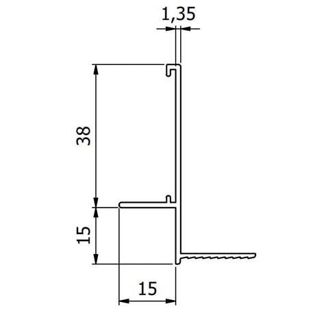 15mm Stepped Plasterboard to Tile Trim - RAL9010 (White) - 3m Length