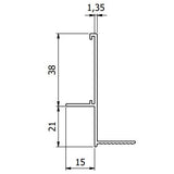 21mm Stepped Plasterboard to Tile Trim - RAL9010 (White) - 3m Length