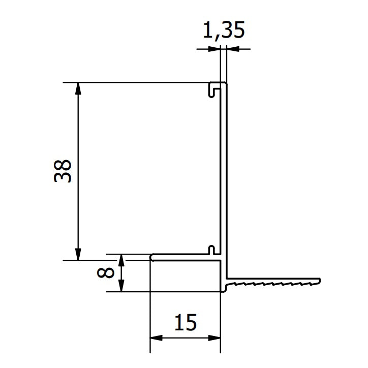 Stepped Plasterboard to Tile Trim (Type JTAS)