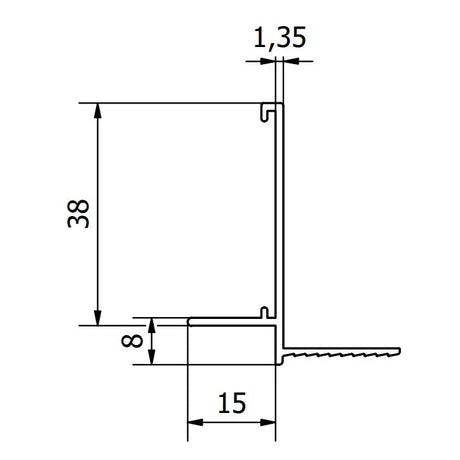 Stepped Plasterboard to Tile Trim (Type JTAS)