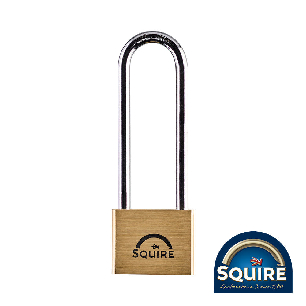 Squire Premium Brass Lion Padlock - 4" Long Shackle - 40mm