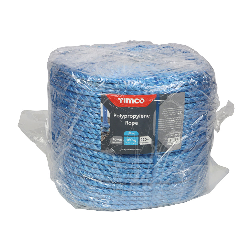 Blue Polypropylene Rope Long Coil - 10mm x 220m