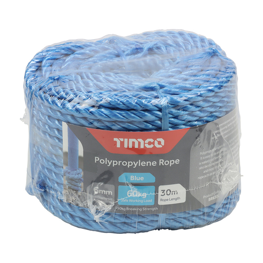 Blue Polypropylene Rope Coil - 6mm x 30m