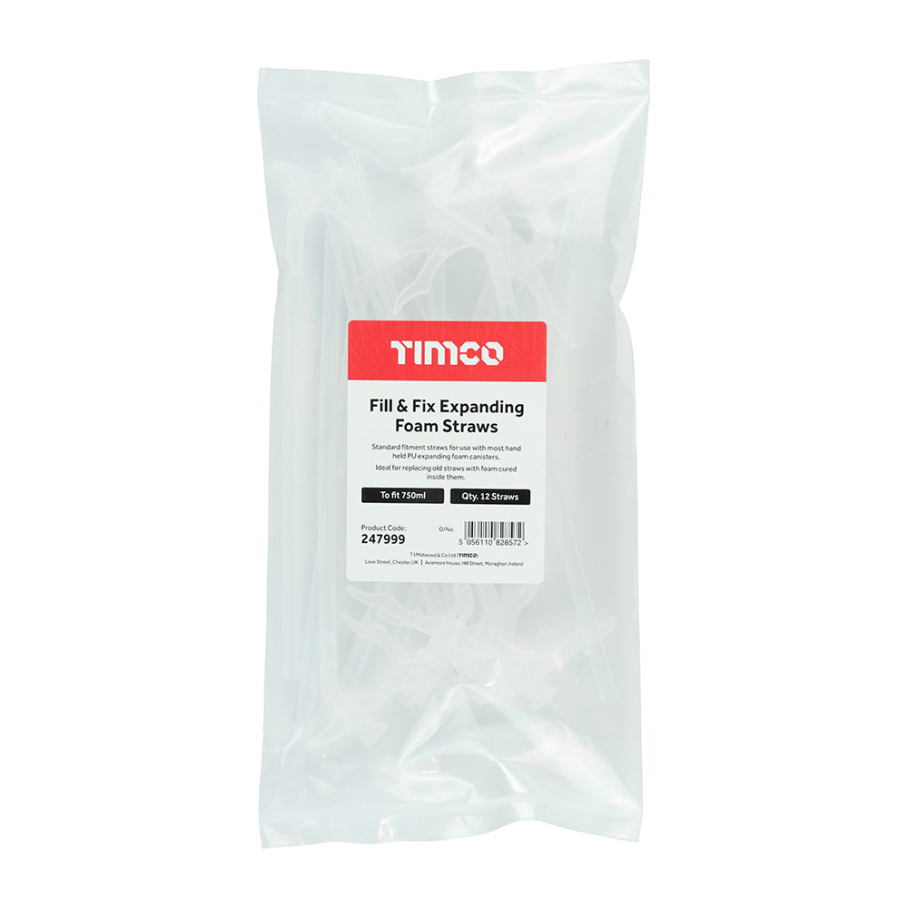 Timco Fill & Fix Expanding Foam Straws - To fit 750ml