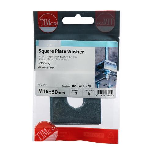 Square Plate Washer - Zinc