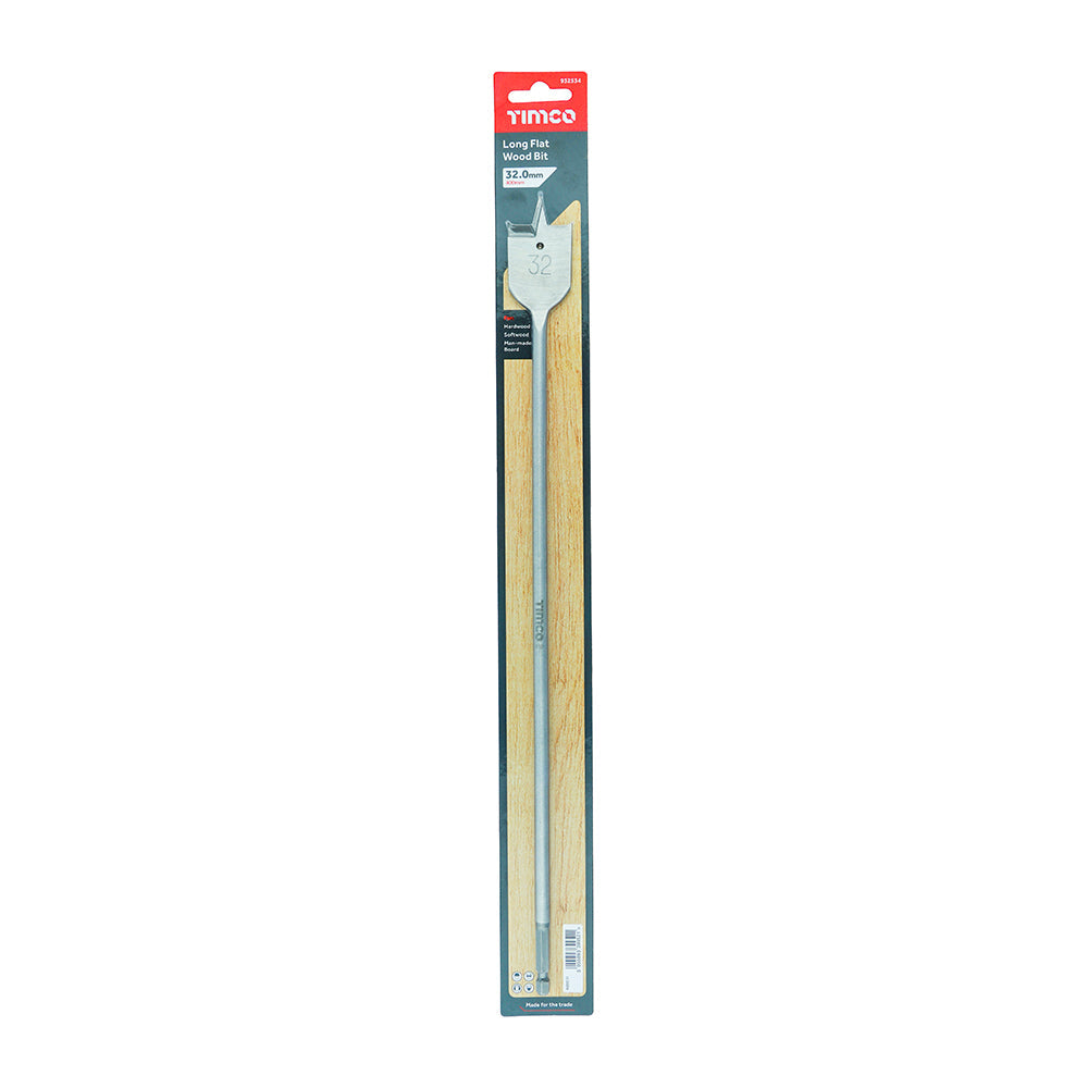 Timco Long Flat Wood Bit - 32.0 x 400