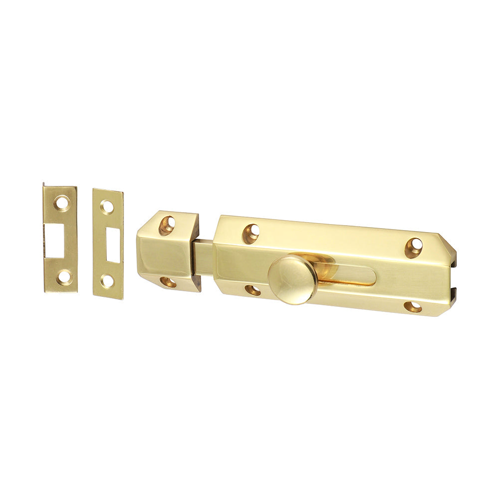 Architectural Flat Section Bolt Polished Brass - 100 x 35mm