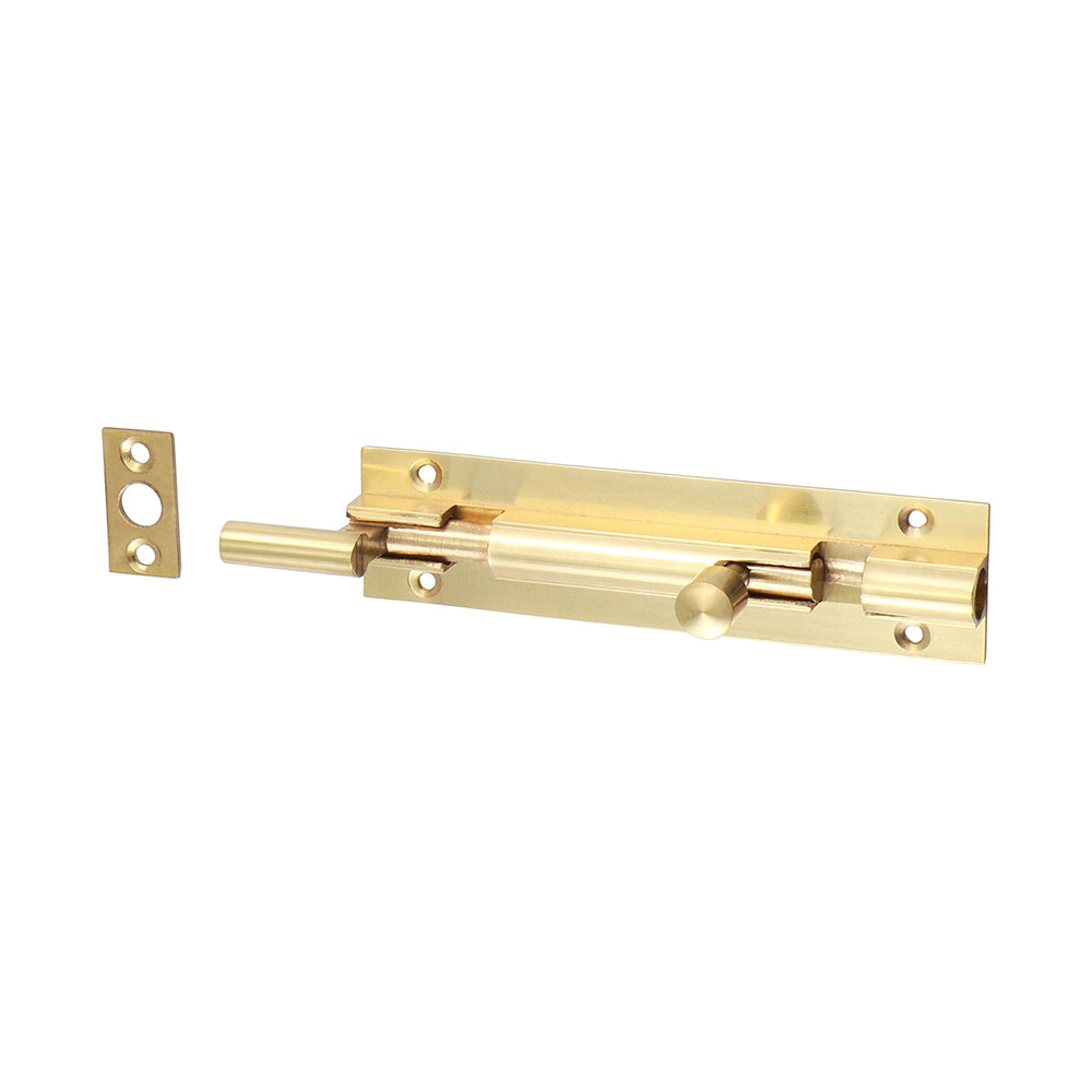 Necked Barrel Bolt Polished Brass - 100 x 25mm