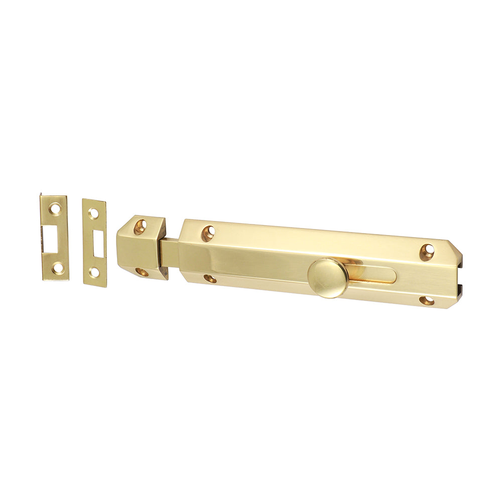 Architectural Flat Section Bolt Polished Brass - 150 x 35mm