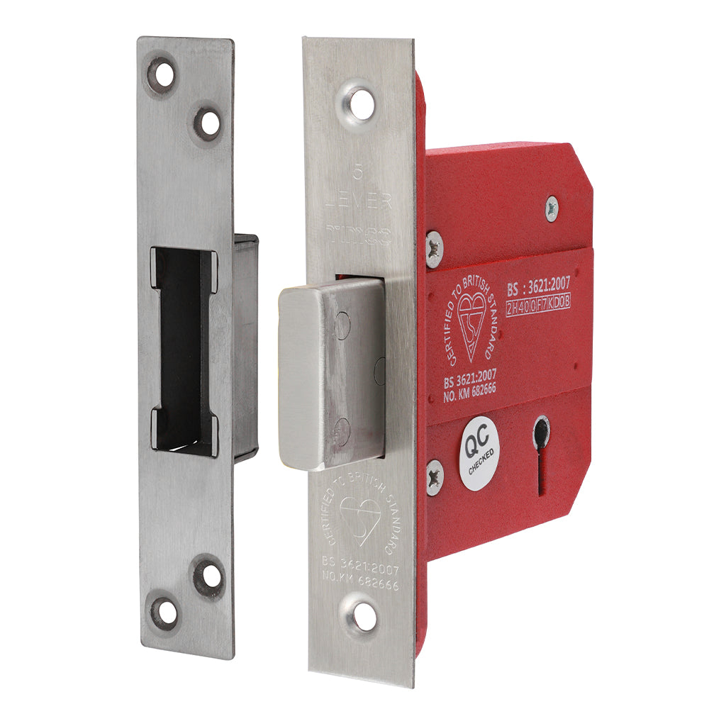 5 Lever British Standard Deadlock Stainless Steel Satin - 78mm