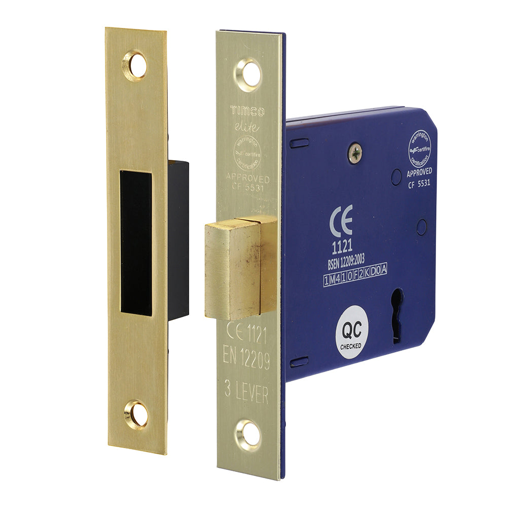 3 Lever Electro Brass Mortice Deadlock - 78mm Case - 58mm Backset