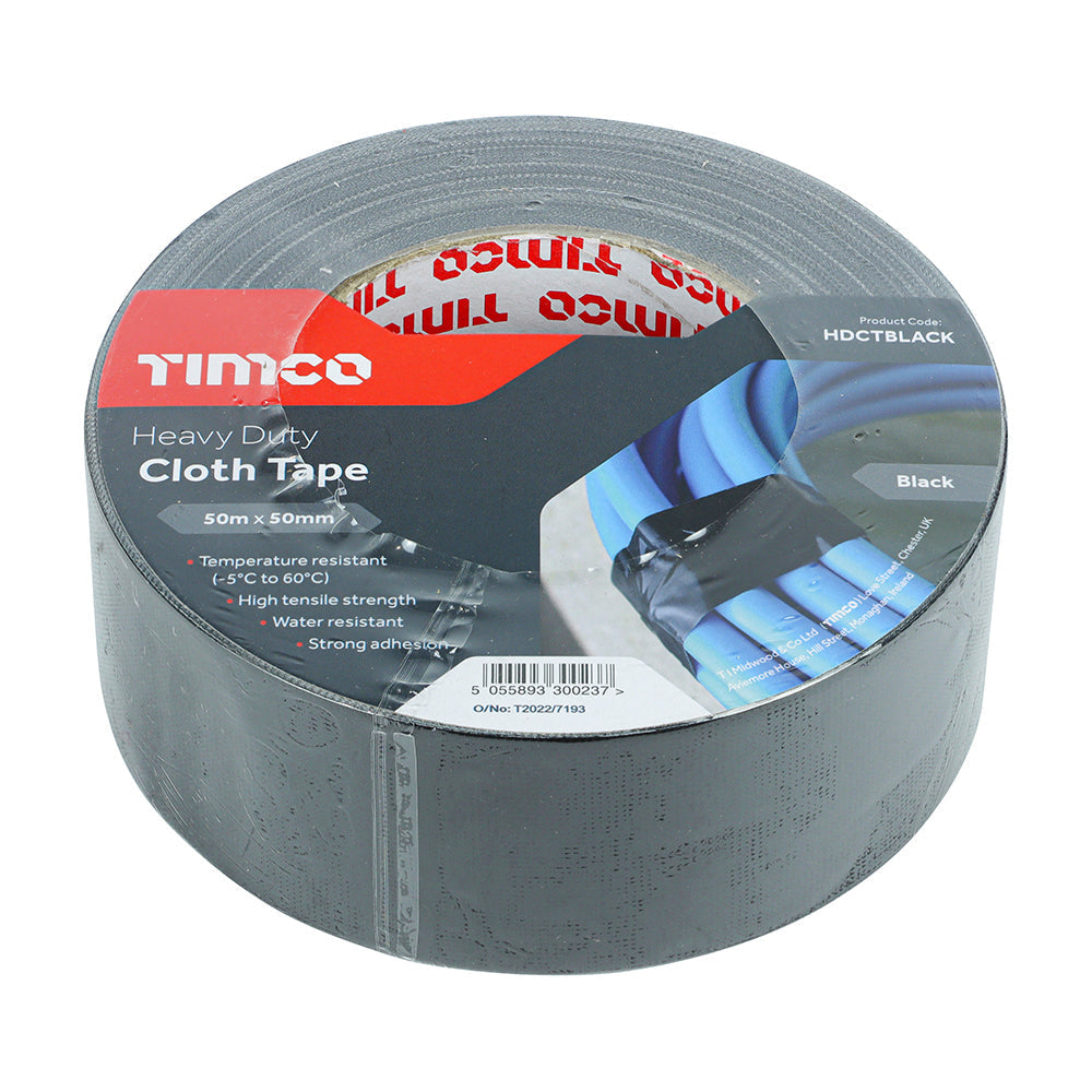 Heavy Duty Cloth Tape Black - 50m x 50mm