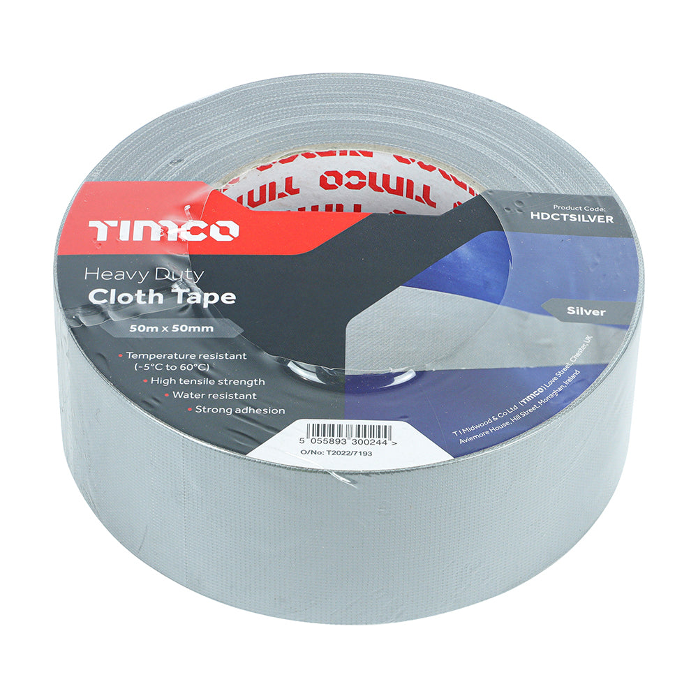 Heavy Duty Cloth Tape Silver - 50m x 50mm